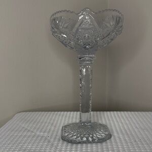 Vintage Pressed Glass Pedestal Compote/Globet Scalloped Edge